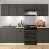 Conjunto de cocina Junona Line 240 cm grafito con encimera