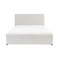 Cama tapizada Tripo 160x200 con somier y arcón beige