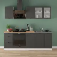 Conjunto de cocina Junona Line 220 cm grafito con encimera