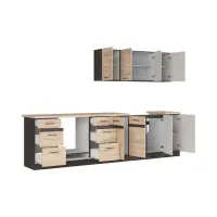 Conjunto de cocina Junona Line 300 cm roble sonoma con encimera