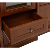 Vitrina Kent 168 cm con 5 puertas y 2 cajones castaño