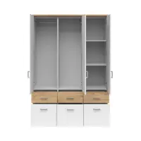 Armario de tres puertas Brando-3 136 cm con espejo y cajones roble artisan/blanco