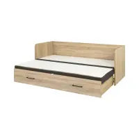 Cama extensible Tetrix roble sonoma 80-160x200 con contenedor colchón y cojines marrón