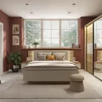 Armario de puertas correderas Glamour 270 cm cachemira/roble mauvella