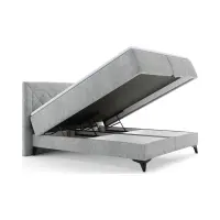 Cama continental Zalea 160x200 con almacenamiento gris