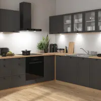Conjunto de cocina de esquina Junona Line 220x240 grafito sin encimera