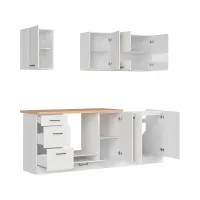 Кухонный гарнитур Junona Line 220 см меловой глянец со столешницей