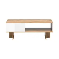 Coffee table Zele 120x60 with shelf wotan oak/white gloss