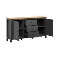 Cómoda Hesen 186 cm con 2 puertas y 3 cajones grafito/roble artisan