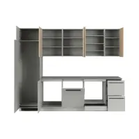 Conjunto de cocina Milino Medium A 285 cm gris/roble con encimera