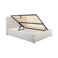 Cama tapizada Tripo 160x200 con somier y arcón beige