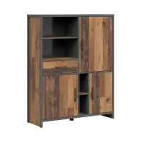 Estantería Weston 120 cm con 3 puertas, cajón y 4 estantes pino old style