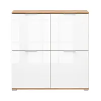 Armario Zele 104 cm de cuatro puertas roble wotan/blanco brillo