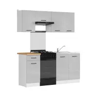 Conjunto de cocina Junona Line 170 cm gris claro brillo con encimera