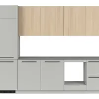 Conjunto de cocina Milino Medium A 285 cm gris/roble con encimera