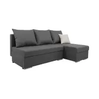 Sofá de esquina universal Laro convertible con arcón gris oscuro