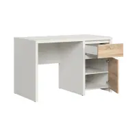 Escritorio Kaspian 120 cm con puertas y cajón blanco/roble sonoma