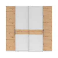 Armario de puertas correderas Fabio 215 cm blanco/roble artisan