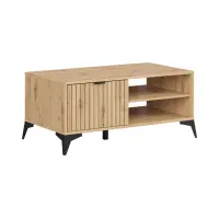 Mesa de centro Lamea 110 cm con cajón y estantes roble artisan