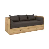 Cama extensible Tetrix roble wotan 80-160x200 con contenedor colchón y almohadas marrón