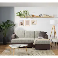 Sofá rinconera universal Merin con función de cama y 2 arcones marrón