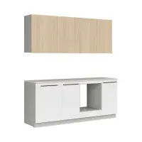Kitchen set Milino Small 210 cm white/oak with worktop