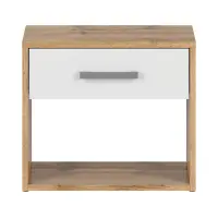 Mesita de noche Matos 45 cm con cajón roble wotan/blanco
