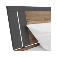 Łóżko Saturn 180x200 z 3 szufladami dąb flagstaff ciemny/grafit