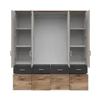 Armario de cuatro puertas Brando-4 181 cm con cajones roble flagstaff oscuro