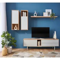 Armario suspendido Ema 36 cm con puerta y estante nogal jackson hickory/gris claro