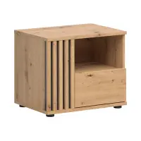 Mesita de noche Vabres 55 cm izquierda con cajón roble artisan listones