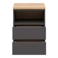 Mesita de noche Yamael 45 cm con cajones grafito