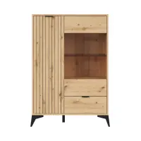 Vitrina Lamea 90 cm con 2 puertas y un cajón roble artisan