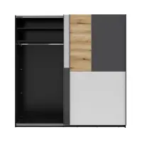 Armario de puertas correderas MIX 215 cm negro/gris claro/antracita/roble evoke