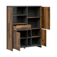 Estantería Weston 120 cm con 3 puertas, cajón y 4 estantes pino old style