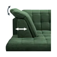Sofá rinconera izquierdo Aragon extensible con reposacabezas y asiento ajustables verde