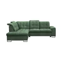 Sofá rinconera izquierdo Aragon extensible con reposacabezas y asiento ajustables verde