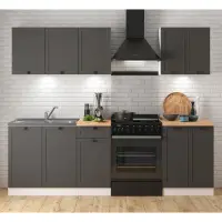 Conjunto de cocina Junona Line A 180 cm grafito sin encimera