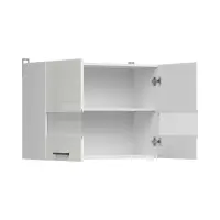 Armario de cocina superior Junona Line 80 cm de dos puertas con vitrina brillo tiza