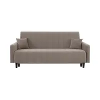 Sofá cama de tres plazas Marcia con arcón de terciopelo marrón