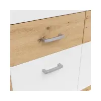 Armario de cuatro puertas Brando-4 181 cm con espejo y cajones roble artisan/blanco