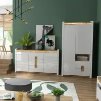 Armario de dos puertas Alameda 102 cm con cajones blanco brillo/roble westminster