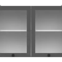 Armario de cocina superior Junona Line 80 cm de dos puertas con vitrina grafito