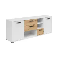 Cómoda Homeland 155 cm con 2 puertas y 3 cajones blanco/roble artisan