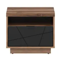 Mesita de noche Forn 50 cm con cajón roble delano oscuro/negro mate