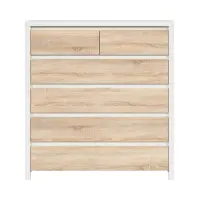 Cómoda Kaspian 105 cm con 6 cajones blanco/roble sonoma