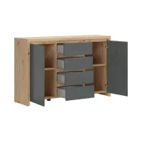 Cómoda Larios 143 cm con 2 puertas y 4 cajones roble artisan/matera