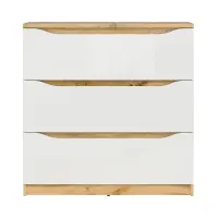 Cómoda Nuis 90 cm con 3 cajones roble wotan/blanco brillo