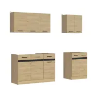 Conjunto de cocina Junona Line A 180 cm roble bernstein sin encimera