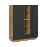 Estantería Zenda 117 cm con 2 puertas, cajón y 4 estantes roble waterford/negro